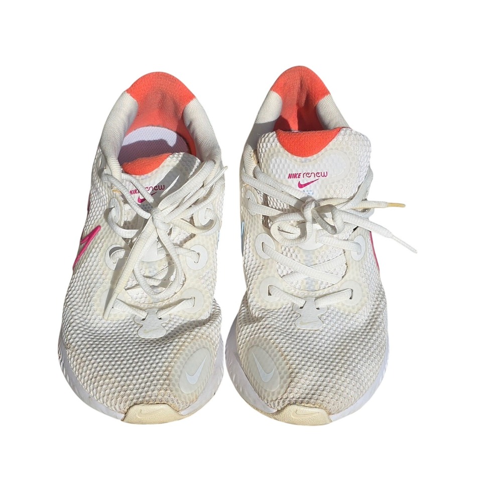 Nike Renew Run White Pink Orange Womens Running Shoes CK6360-100 Size 9.5